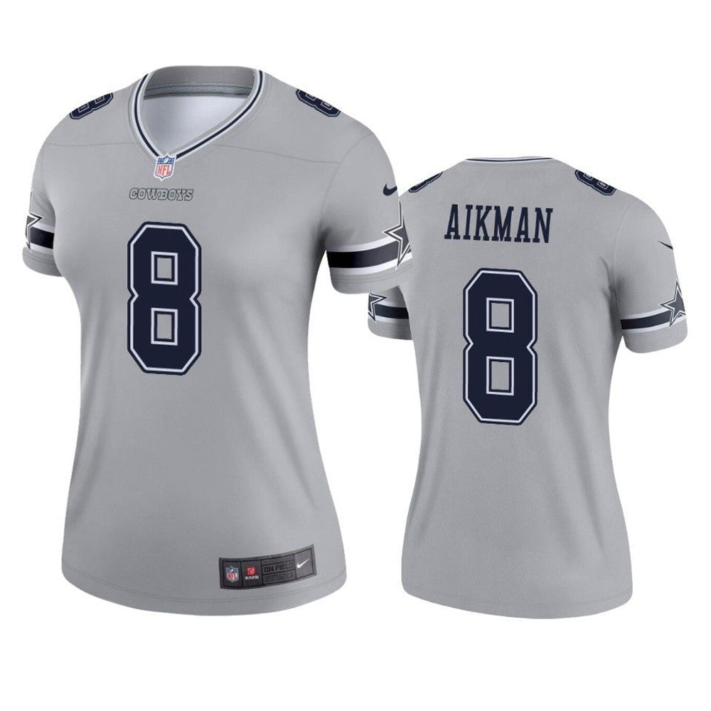 Women's Dallas Cowboys Troy Aikman Inverted Legend Jersey - Silver